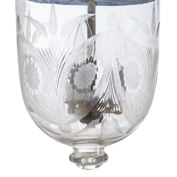 CDNY MED. FLORAL CUT LANTERN: Ornate Cut Glass Hanging Chandelier with Antique Brass Finish, 9" DIA, H 21" JAR 10.5" - Image 2
