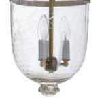 CDNY MED. GRAPES LANTERN: Etched Grapevine Glass Hanging Chandelier with Antique Brass Finish , 9" DIA, H 21" JAR 10.5" - Image 2