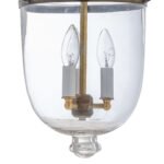 CDNY MEDIUM. PLAIN CLEAR LANTERN: Classic Smooth Glass Hanging Chandelier with Antique Brass Finish, 9" DIA, H 21" JAR 10.5" - Image 2