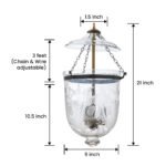 CDNY MED. FLORAL CUT LANTERN: Ornate Cut Glass Hanging Chandelier with Antique Brass Finish, 9" DIA, H 21" JAR 10.5" - Image 3