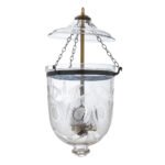 CDNY Medium Floral Cut Lantern Chandelier featuring ornate cut glass with a floral pattern and an antique brass finish