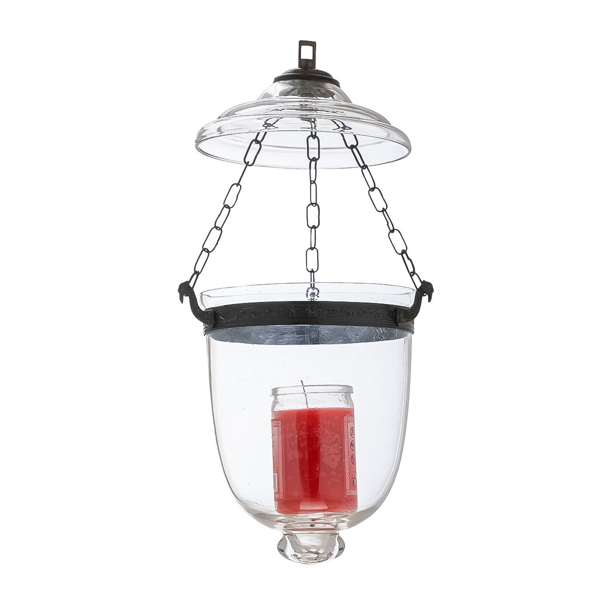 Classic clear glass baby lantern with darkened metal accents
