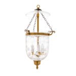 Etched glass tulip chandelier with antique brass finish for nursery