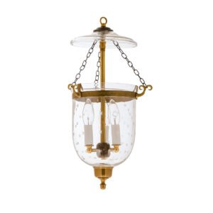 Etched glass star cut chandelier with antique brass finish for nursery