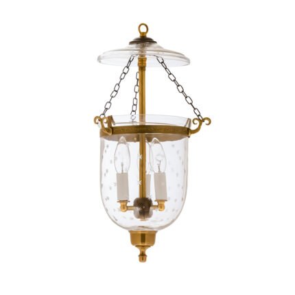 Etched glass star cut chandelier with antique brass finish for nursery