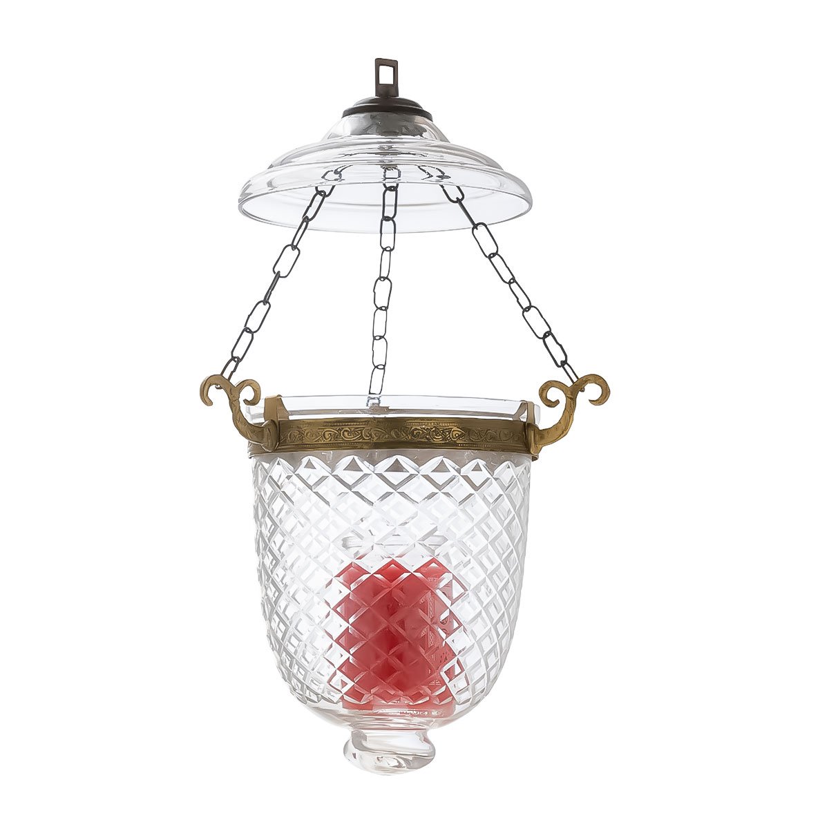 Vintage Diamond Cut Baby Lantern with Brass Accents