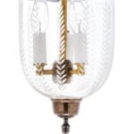 CDNY SM. VERTICAL LEAF LANTERN: Etched Leaf Pattern Glass Hanging Chandelier with Antique Brass Finish, 7"DIA, H19", Jar 10.5" - Image 2