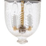 CDNY SM. GREEKEY W/DESIGN LANTERN: Etched Greek Key & Geometric Glass Hanging Chandelier with Antique Brass Finish,7"DIA, H19", Jar 10.5" - Image 2