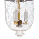 CDNY SM. STAR FEATHER LANTERN: Elegantly Etched Glass Hanging Chandelier with Antique Brass Finish, 7"DIA, H19", Jar 10.5" - Image 2