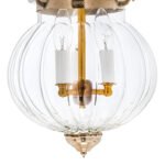 CDNY MEDIUM MELON LANTERN: Elegant Fluted Glass Hanging Chandelier with Antique Brass Finish, 9"DIA, H21", Jar 13" - Image 2