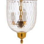 CDNY SM. THUMBPRINT LANTERN: Textured Glass Hanging Chandelier with Antique Brass Finish, 7"DIA, H19", Jar 10.5" - Image 2