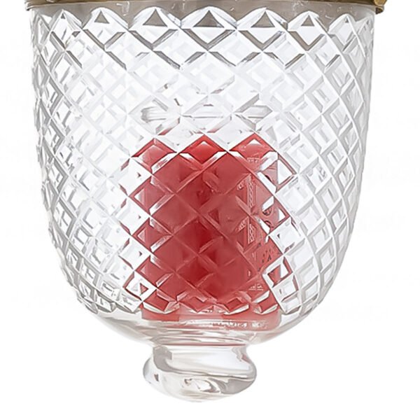 CDNY Vintage Style Diamond Cut Hanging Baby Lantern with Ornate Brass Accents - Ceiling Mounted Chandelier , DIA 6" HT 14" - Image 2
