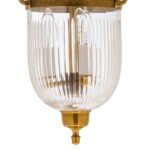 CDNY Small Prismatic Lantern: Elegant Fluted Glass Hanging Chandelier with Antique Brass Finish, 7"DIA, H19", Jar 10.5" - Image 2