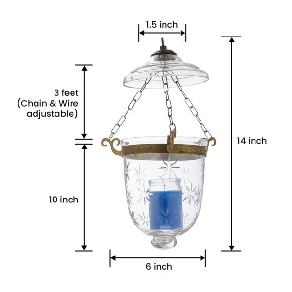 CDNY Elegant Starburst Cut Glass Hanging Baby Lantern with Ornate Brass Accents, DIA 6" HT14" - Image 3