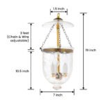 CDNY SM. STAR FLOWER LANTERN: Etched Star & Floral Glass Hanging Chandelier with Antique Brass Finish, 7"DIA, H19", Jar 10.5" - Image 3