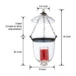 CDNY Classic Smooth Clear Glass Hanging Baby Lantern with Darkened Metal Accents, DIA 6" HT14" JAR 10" - Image 3