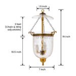 CDNY SM. THUMBPRINT LANTERN: Textured Glass Hanging Chandelier with Antique Brass Finish, 7"DIA, H19", Jar 10.5" - Image 3