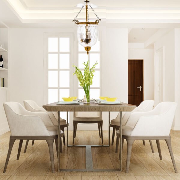 CDNY SM. THUMBPRINT LANTERN: Textured Glass Hanging Chandelier with Antique Brass Finish, 7"DIA, H19", Jar 10.5" - Image 4