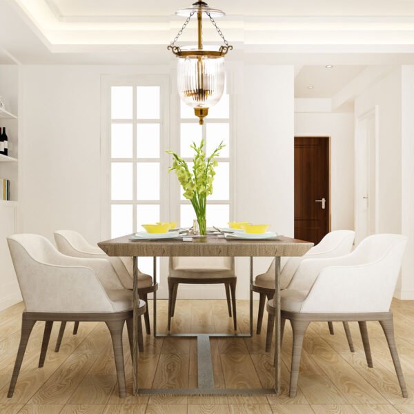 CDNY Small Prismatic Lantern: Elegant Fluted Glass Hanging Chandelier with Antique Brass Finish, 7"DIA, H19", Jar 10.5" - Image 4