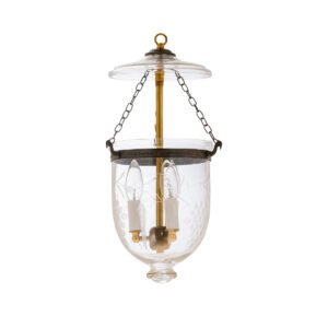 CDNY Small Grapes Lantern Chandelier featuring etched grapevine glass and an antique brass finish