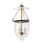 CDNY Small Star Feather Lantern Chandelier featuring elegantly etched glass and an antique brass finish