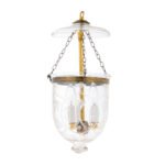 CDNY Small Star Flower Lantern Chandelier featuring etched star and floral glass with an antique brass finish