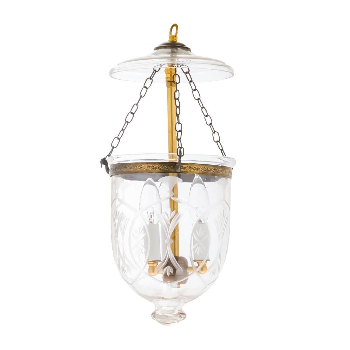 The CDNY Small Star Flower Lantern Chandelier, featuring beautiful etched glass with a unique star and floral pattern.