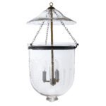 CDNY Large Grapes Lantern Chandelier featuring etched grapevine glass and an antique brass finish