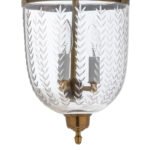 CDNY MEDIUM VERTICAL LEAF LANTERN: Etched Leaf Pattern Glass Hanging Chandelier with Antique Brass Finish, 9" DIA, H 21" JAR 10.5" - Image 2