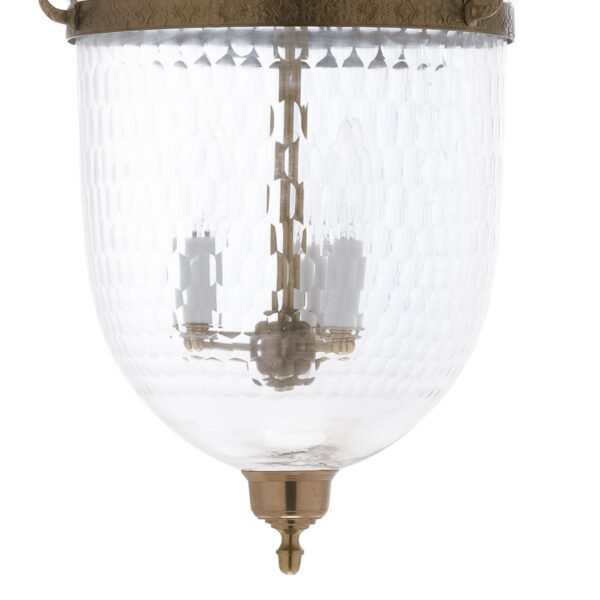 CDNY LARGE THUMBPRINT LANTERN: Textured Glass Hanging Chandelier with Antique Brass Finish,11"DIA, 23"H, 13.5 JAR - Image 2