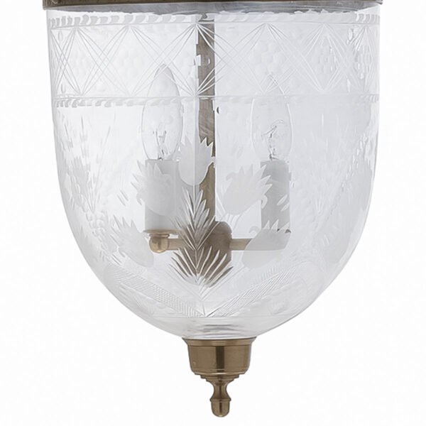 CDNY LARGE TULIP LANTERN: Grand Etched Tulip Design Glass Hanging Chandelier with Antique Brass Finish,11"DIA, 23"H, 13.5 JAR - Image 2