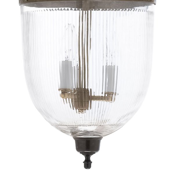 CDNY LARGE PRISMATIC LANTERN: Grand Fluted Glass Hanging Chandelier with Antique Brass Finish,11"DIA, 23"H, 13.5 JAR - Image 2