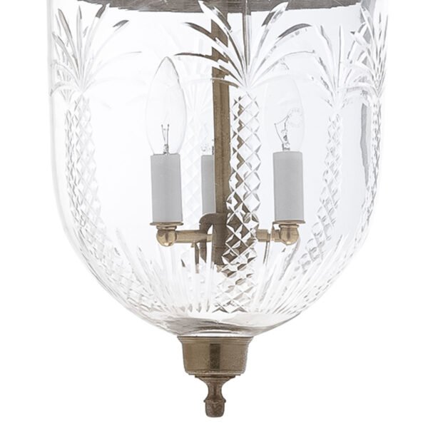 CDNY LARGE PALM TREE LANTERN: Grand Tropical Etched Glass Hanging Chandelier with Antique Brass Finish,11"DIA, 23"H, 13.5 JAR - Image 2