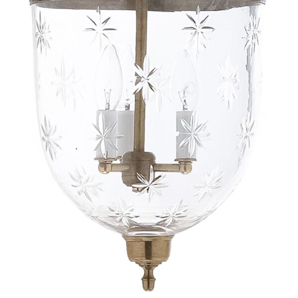 CDNY LARGE STAR CUT LANTERN: Dazzling Star Etched Glass Hanging Chandelier with Antique Brass Finish,11"DIA, 23"H, 13.5 JAR - Image 2