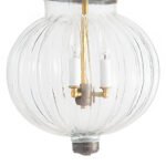 CDNY Large Melon Lantern: Plain Clear Ribbed Glass Hanging Chandelier with Antique Brass Finish, 12" DIA, 21"H, 13" JAR - Image 2