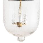 CDNY LG. GREEKKEY W/DESIGN LANTERN: Elegant Etched Glass Hanging Lantern with Brass Finish, H 26", 12" DIA, 15" JAR - Image 2