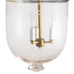 CDNY LARGE PLAIN GREEKKEY LANTERN: Etched Glass Hanging Chandelier with Brass Finish, H 26", 12" DIA, 15" JAR - Image 2