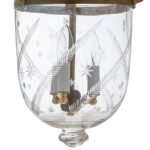 CDNY MEDIUM STAR FEATHER LANTERN: Elegantly Etched Glass Hanging Chandelier with Antique Brass Finish, 9" DIA, H 21" JAR 10.5" - Image 2