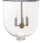 CDNY LARGE PLAIN CLEAR LANTERN: Etched Glass Hanging Chandelier with Brass Finish, H 26", 12" DIA, 15" JAR - Image 2