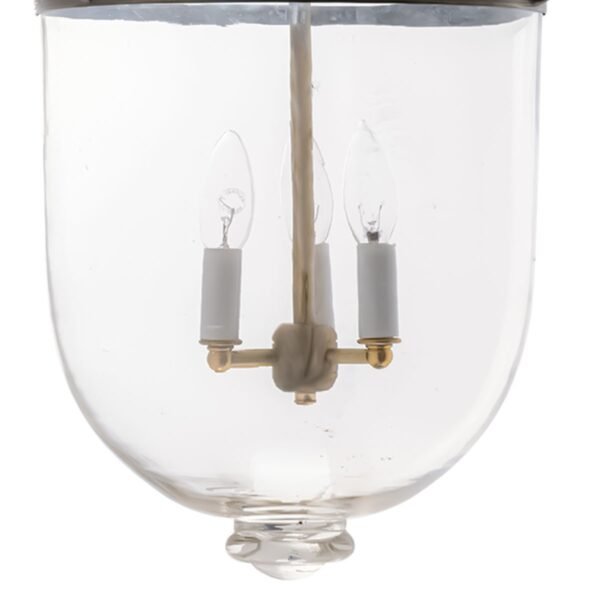 CDNY LARGE PLAIN CLEAR LANTERN: Etched Glass Hanging Chandelier with Brass Finish, H 26", 12" DIA, 15" JAR - Image 2