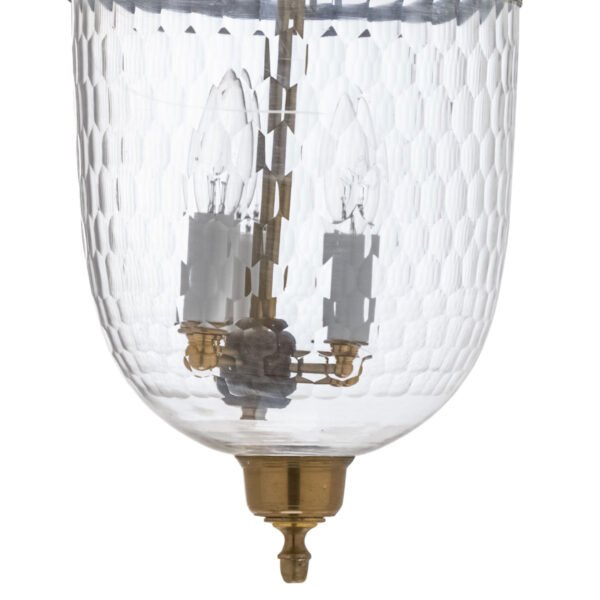 CDNY MED. THUMBPRINT LANTERN: Textured Glass Hanging Chandelier with Antique Brass Finish, 9" DIA, H 21" JAR 10.5" - Image 2