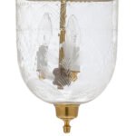 CDNY MEDIUM TULIP LANTERN: Elegant Etched Tulip Design Glass Hanging Chandelier with Antique Brass Finish, 9" DIA, H 21" JAR 10.5" - Image 2