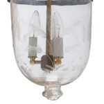 CDNY MEDIUM WHEAT CUT LANTERN: Elegant Etched Glass Hanging Chandelier with Antique Brass Finish, 9" DIA, H 21" JAR 10.5" - Image 2