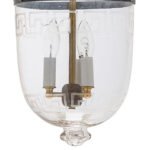 CDNY MEDIUM PLAIN GREEK KEY LANTERN: Classic Etched Greek Key Band Glass Hanging Chandelier with Antique Brass Finish, 9" DIA, H 21" JAR 10.5" - Image 2