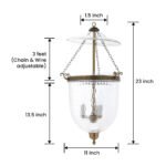 CDNY LARGE THUMBPRINT LANTERN: Textured Glass Hanging Chandelier with Antique Brass Finish,11"DIA, 23"H, 13.5 JAR - Image 3