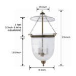 CDNY LARGE TULIP LANTERN: Grand Etched Tulip Design Glass Hanging Chandelier with Antique Brass Finish,11"DIA, 23"H, 13.5 JAR - Image 3
