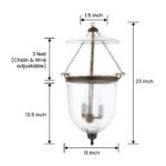 CDNY LARGE PRISMATIC LANTERN: Grand Fluted Glass Hanging Chandelier with Antique Brass Finish,11"DIA, 23"H, 13.5 JAR - Image 3