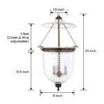 CDNY LARGE DIAMOND CUT LANTERN Brilliant Faceted Glass Hanging Chandelier with Antique Brass Finish,11"DIA, 23"H, 13.5 JAR - Image 3