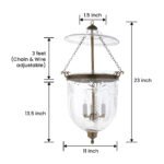 CDNY LARGE PALM TREE LANTERN: Grand Tropical Etched Glass Hanging Chandelier with Antique Brass Finish,11"DIA, 23"H, 13.5 JAR - Image 3
