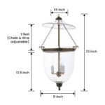 CDNY LARGE MINISTAR CUT LANTERN: Dazzling Star Etched Glass Hanging Chandelier with Antique Brass Finish,11"DIA, 23"H, 13.5 JAR - Image 3